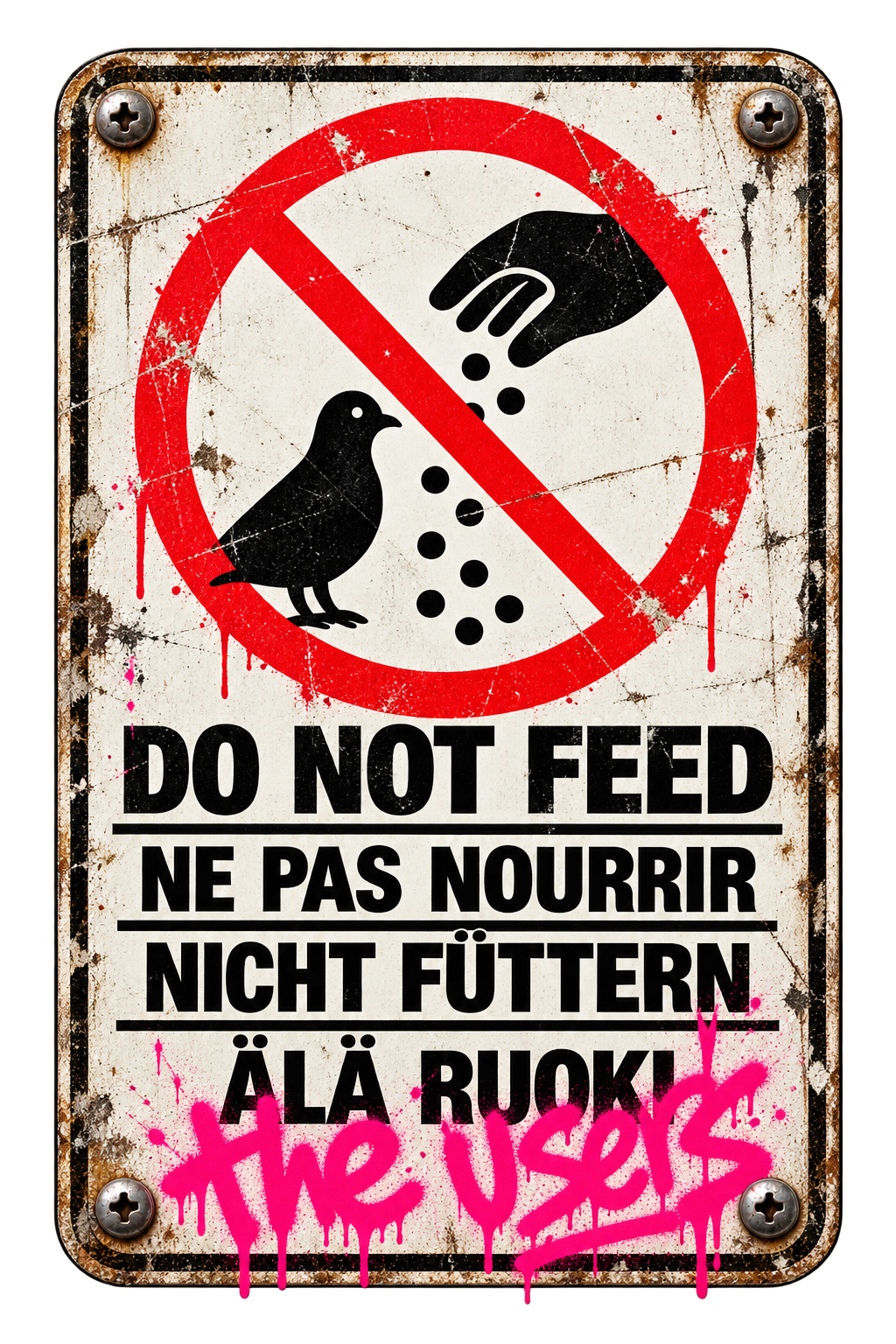 Do not feed the users — activist-style sticker